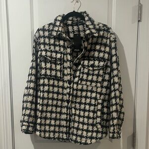 Nasty Gal Monochrome Houndstooth Teddy Jacket